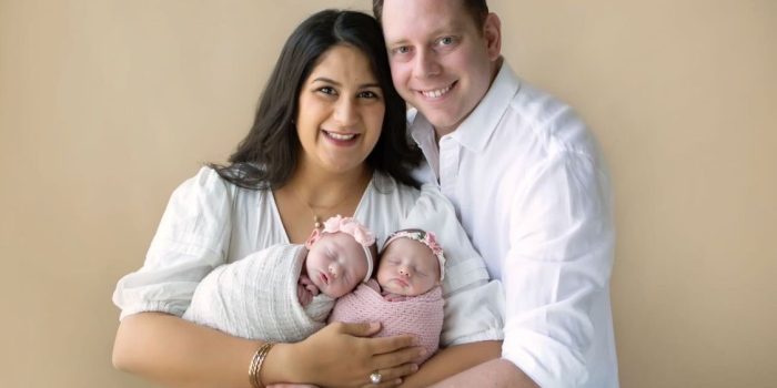 Sandra Marcela Monroy with her husband and their twins