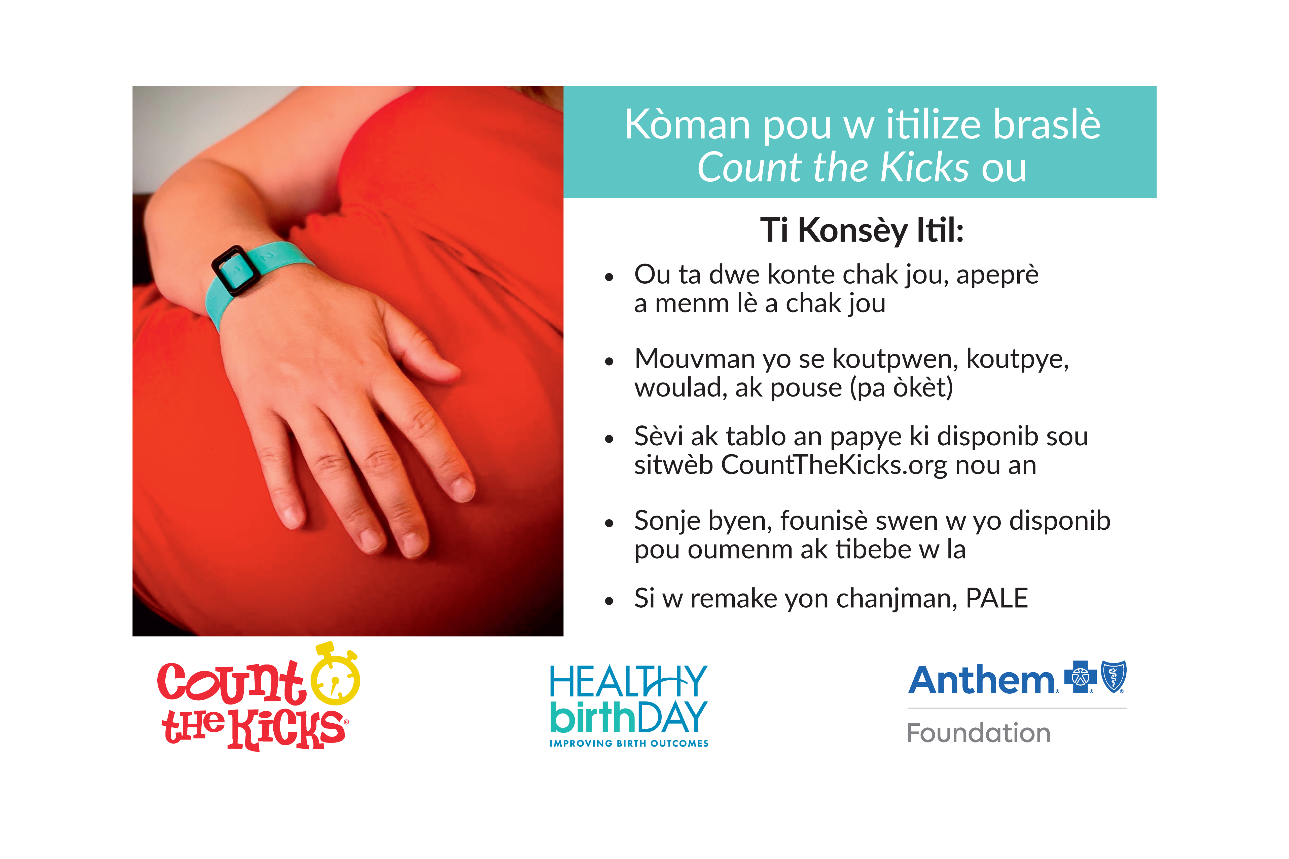 Count the Kicks Wristbands (Haitian Creole) – NY